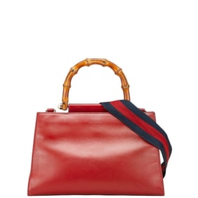 Gucci Bamboo Nimfair Handbag/Shoulder Bag 2WAY 459076 Red Leather Women's GUCCI
