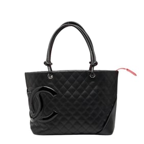 CHANEL Matelasse Cambon Tote Bag in Black Leather and Patent for Women