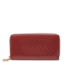 Gucci Micro Guccissima Lovely Round Zip Long Wallet 308005 Pink Enamel Women's GUCCI