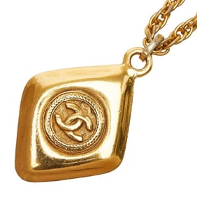 Chanel Coco Mark diamond motif necklace, gold plated, women's.