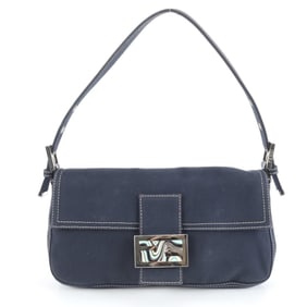 Fendi Marble Mamma Baguette Leather One-Shoulder Shoulder Bag in Navy