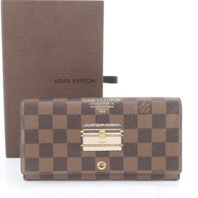 Louis Vuitton Damier Portefeuille Sarah Trunk N63179 Leather Bifold Long Wallet for Women