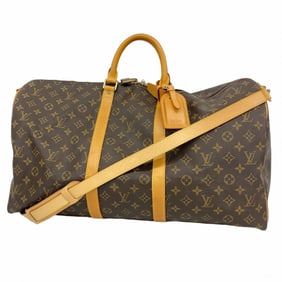Louis Vuitton Monogram Keepall Bandouliere 55 Boston Bag M41414 Brown Men's and Women's