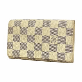 Louis Vuitton Damier Azur Wallet, Portefeuille Tresor N61744, White, Women's