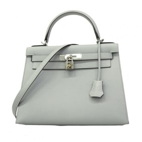 Hermes Hermès Kelly 28 handbag, Epsom leather, Blue Glacier, X stamp, 2-way bag for women