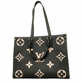 Louis Vuitton Monogram Empreinte Two-Tone On-the-Go MM Handbag M45495 Black/Beige 2-Way Bag for