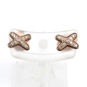Chaumet 18KPG Pink Gold Jeux de Liens Diamond Earrings 083468, 2.7g Diamonds, Set for Women