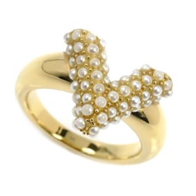 LOUIS VUITTON Essential V Pearl Metal Ring M68364, Size 12.5, Women's