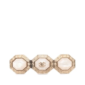 Chanel Coco Mark Brooch, Gold Plated with Faux Pearls, Women's, CHANEL