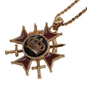Dolce & Gabbana Men's Gold Plated Crown Medal Motif Necklace