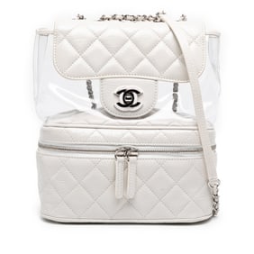 CHANEL Matelasse Coco Mark Chain Shoulder Bag Handbag White Clear Leather Vinyl Women's