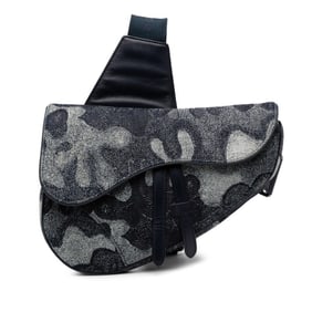 Christian Dior Dior x Peter Doig Saddle Shoulder Bag Navy Denim Leather Women's