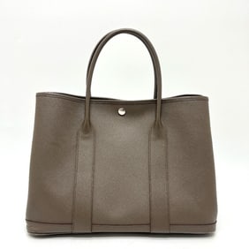 HERMES Garden Party 36 handbag/tote bag in Epsom leather, grey and black.