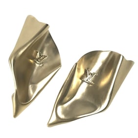 LOUIS VUITTON M02400 LV Logo Earrings, Sculpture Metal, Men's and Women's, Gold