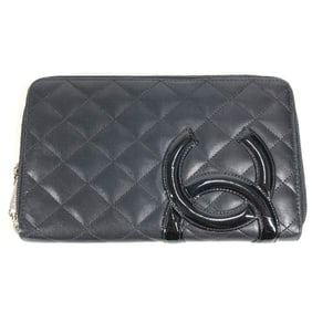 CHANEL Cambon Line Travel Case A26710, CC Coco Mark Logo Long Wallet, Round Zipper, Leather,