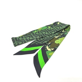 FENDI FXT011 Wrappy Bandeau Twilly Scarf, Silk, Women's, Green