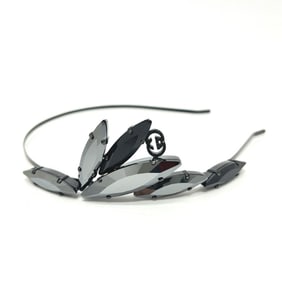 GUCCI GG Crystal and Bijou Hair Accessory Headband in Metal, Women's, Black