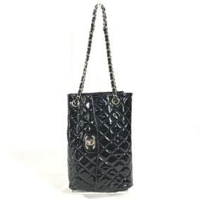 CHANEL CC Coco Mark Logo Vertical Upside Down Matelasse Double Chain Flap Shoulder Bag Enamel