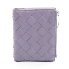 Bottega Veneta Intrecciato Leather Bi-fold Wallet for Women in Purple