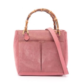 Gucci Bamboo Handbag in Suede and Leather, Women's, Pink, 000 123 0316