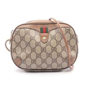 Gucci Old GG Plus Sherry Line Shoulder Bag, Coated Canvas and Leather, Women's, Beige Brown, 89 02