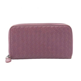 Bottega Veneta Intrecciato Round Long Wallet, Leather, Women's, Purple