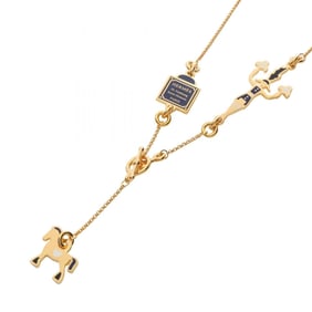 Hermes Hermès Cheval Grande Parade Necklace, Gold-Plated, Women's, Available in Gold, Navy, and