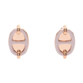 Hermes Hermès Mini Maillon Earrings, GP (Gold Plated), Women's, Gold and Pink