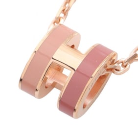 Hermes Hermès MINI POP H Necklace, Gold-Plated, Women's, Pink and Gold
