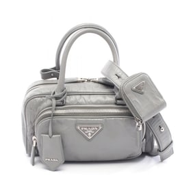 Prada handbag, leather, women's, gray