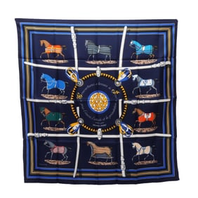Hermes Hermès Carré 90 Scarf, Silk, Navy, Multicolor, Women's