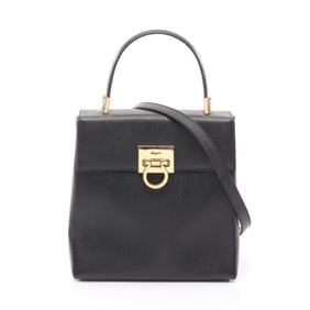 Salvatore Ferragamo Gancini handbag, leather, women's, black, size 21 0160
