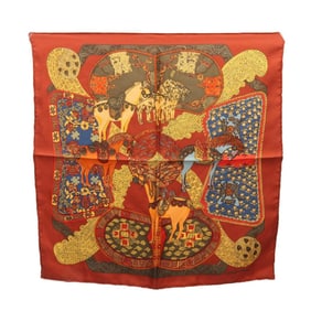 Hermès HERMES Petit Carré 45 ART des STEPPES Silk Scarf for Women in Brown Multicolor