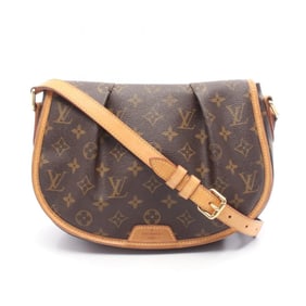 Louis Vuitton Menilmontant PM Shoulder Bag, Coated Canvas and Leather, Monogram, Women's, Brown,