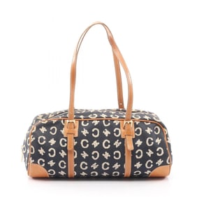 Celine C Macadam Shoulder Bag, Canvas and Leather, Women's, Navy