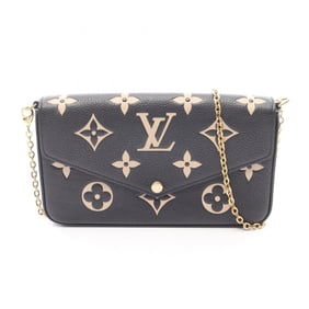 Louis Vuitton Felicie Pochette Two-Tone Shoulder Bag in Monogram Empreinte Leather, Black and Beige,