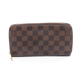 Louis Vuitton Zippy Wallet, Round Long Coated Canvas, Damier Leather, Men's and Women's, Brown,