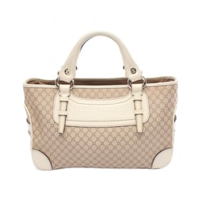 Celine Boogie Bag Macadam Handbag, Canvas and Leather, Women's, Beige White