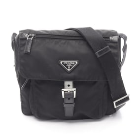 Prada Vela Shoulder Bag, Nylon and Leather, Women's, Black, BT8994