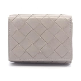 Bottega Veneta Intrecciato Tri-fold Wallet, Leather, Women's, Gray