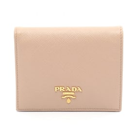 Prada Saffiano Multic Bifold Wallet, Leather, Women's, Beige, 1MV204
