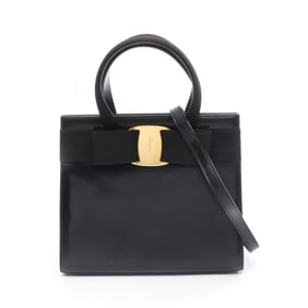 Salvatore Ferragamo Vara Ribbon Handbag, Leather, Women's, Black