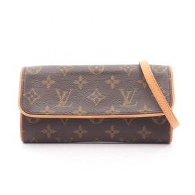 Louis Vuitton Pochette Twin PM Monogram Shoulder Bag in Coated Canvas and Leather, Brown, M51854