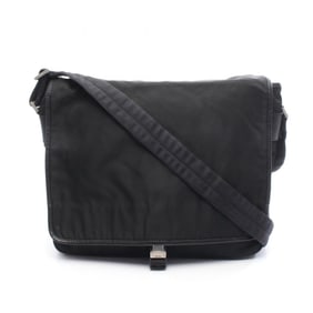 Prada Nylon Shoulder Bag, and Leather, Women's, Black, V158X