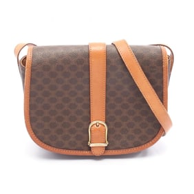 Celine Macadam Shoulder Bag, Coated Canvas and Leather, Women's, Brown