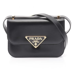 Prada Emblem Box Calf Shoulder Bag, Leather, Women's, Black, 1BD339MTO