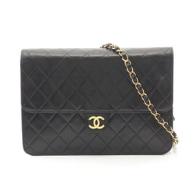 CHANEL Matelasse Shoulder Bag, Lambskin Leather, Women's, Black