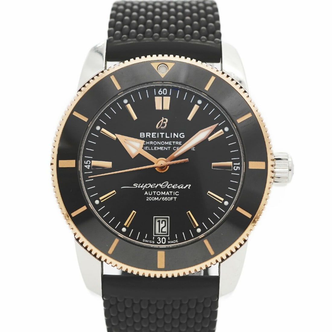 Breitling Superocean Heritage UB2010 Black Dial Men's Watch: --- Catalog ---Category: SizeWrist Size: 17.5cm / 6.88''Case Diameter: 42mm / 1.65''Category: DesignType: WristwatchGender: MenColor (Dial): BlackMaterial (Band): RubberCategory: GeneralMPN: UB2010Bra