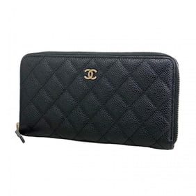 Chanel Matelasse Caviar Leather Long Wallet, Black, Women's, P1999455
