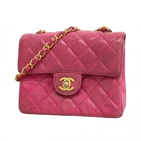 Chanel Mini Matelasse Shoulder Bag with Chain Bag, Lambskin, Pink, Women's, P1992468